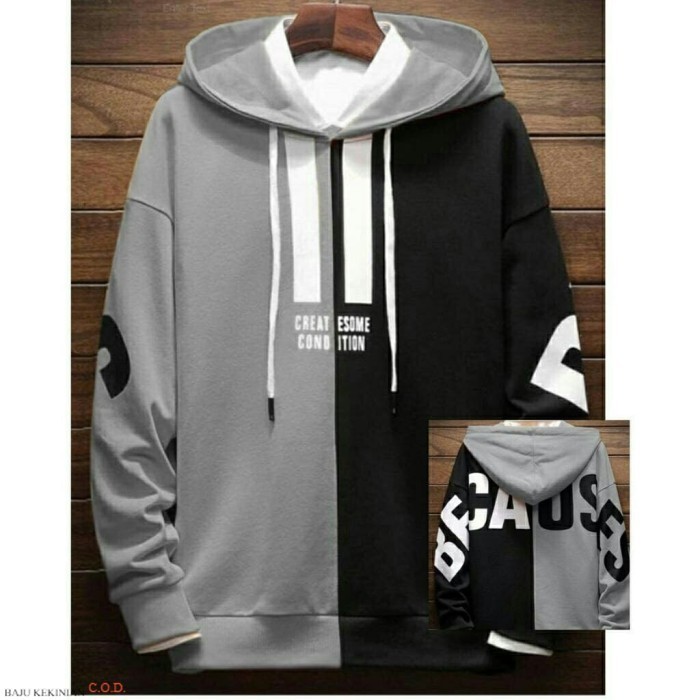Baju Sweater Hoodie SEBASTIAN GREY RO Sweater Pria babytery grey Kekinian