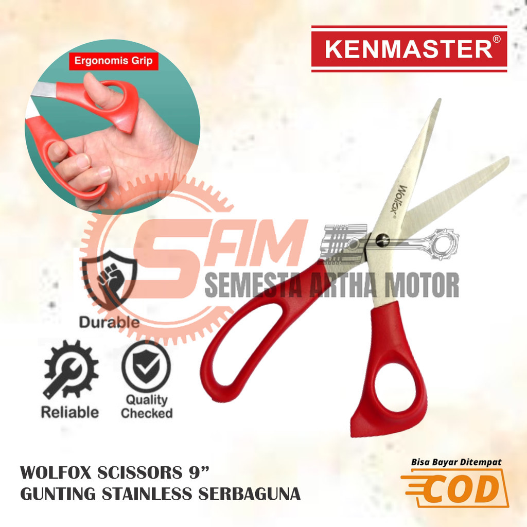 

Kenmaster Gunting Stainless Wolfox 9 inch Multiguna Kertas Kantor Sekolah