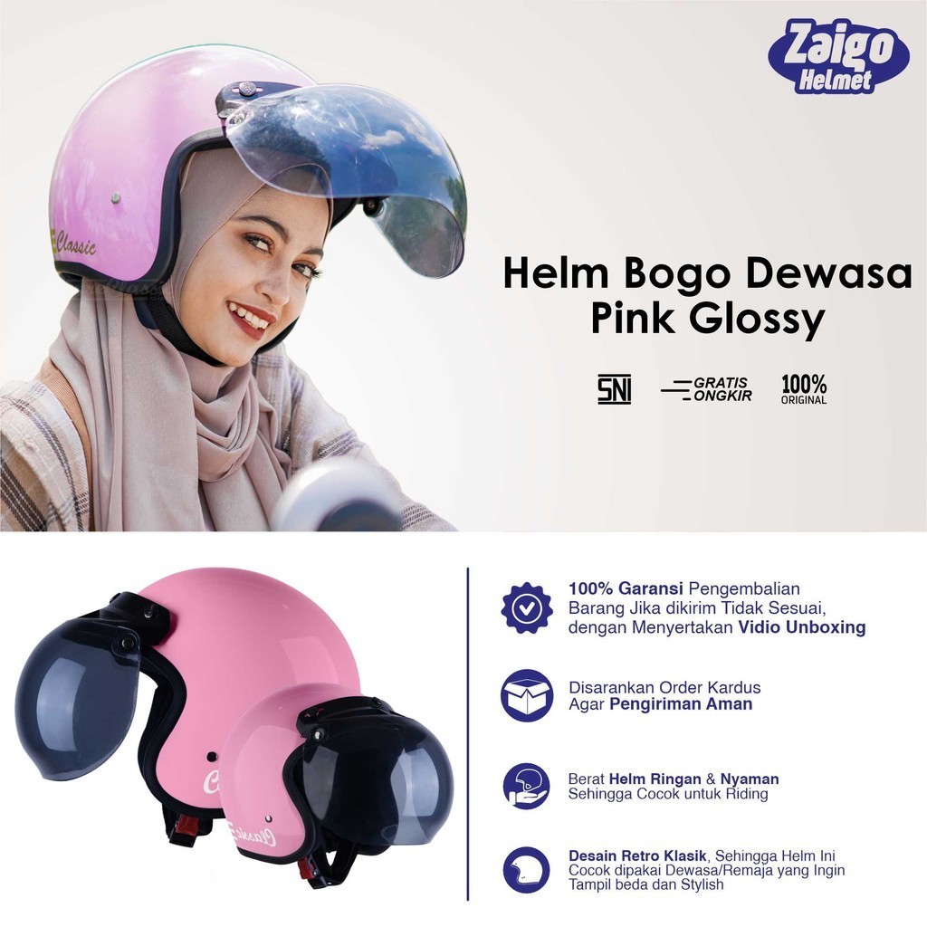 Helm Bogo Retro Classic JAP STYLE Dewasa Remaja Helem retro pria wanita PET Kacamata