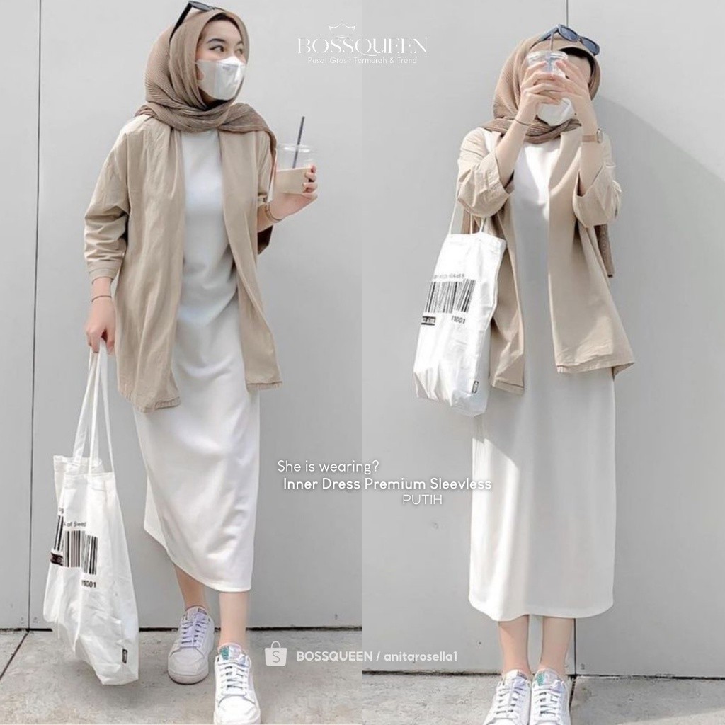 INNER LONG DRESS TANPA LENGAN/INNER SPAN BUSUI SIZE M.L.XL ,XXL//BAJU WANITA MODEL BARU / MURAH PROM