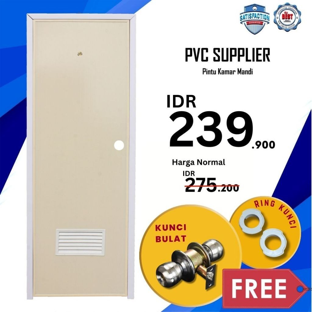 Pintu Kamar Mandi PVC Tebal Polos - Sydney