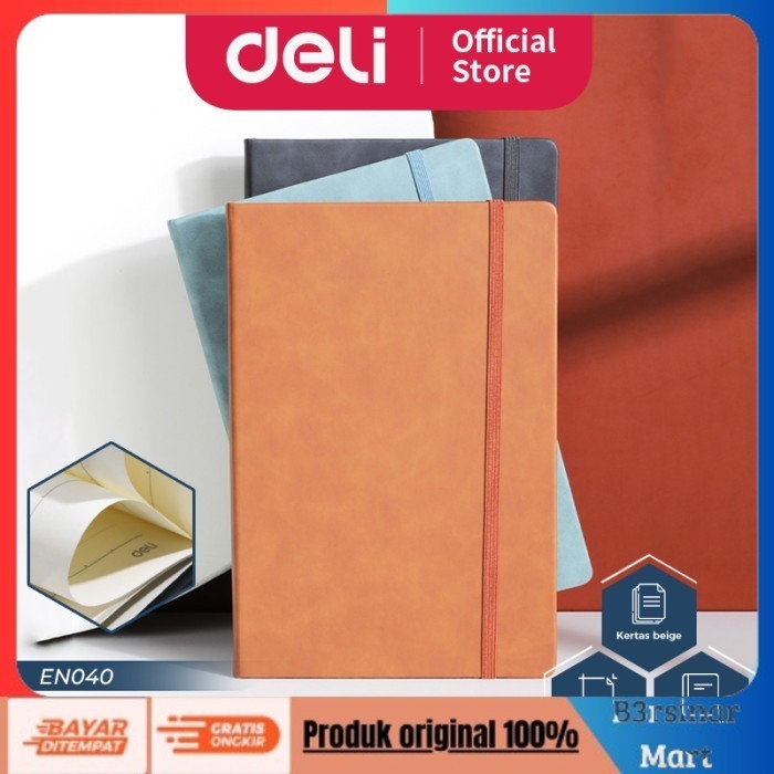 

[KUALITAS TERBAIK] Deli Leather Notebook Buku Catatan A5 Sampul Kulit 96 120 Lembar EN04X - 96 lbr