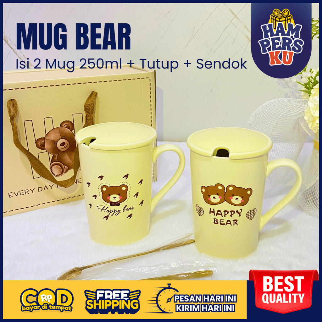 Souvenir Mug Jumbo BEAR 220ml Hampers Cangkir Gelas Acara Ulang Tahun Anak Bayi