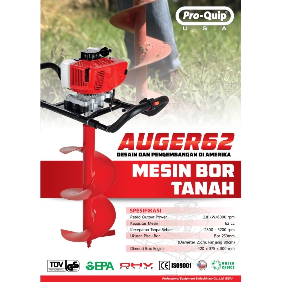 Mesin Bor Tanah Biopori PROQUIP AUGER62 Earth Auger Pro-Quip AUGER-62 Original