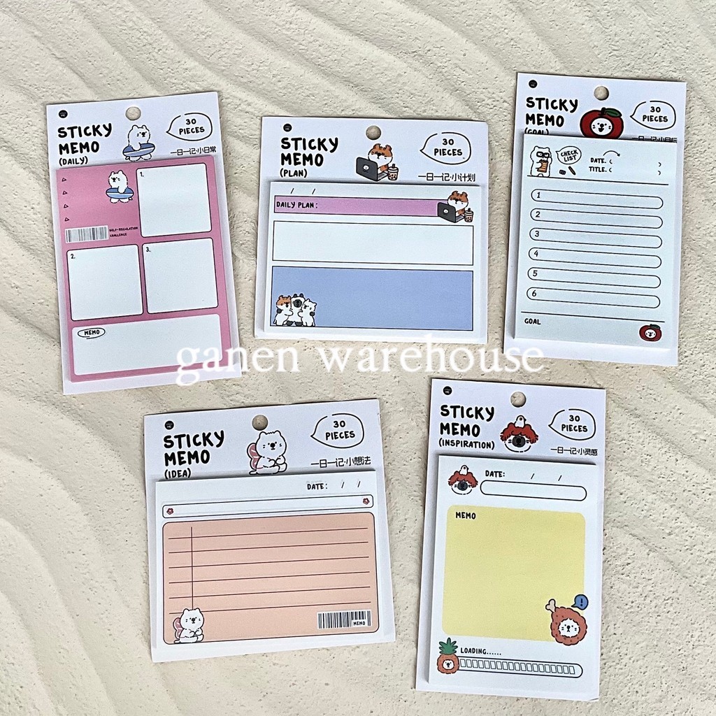 

[GW] Sticky Memo 30 Pcs Kertas Memo Pad To Do List