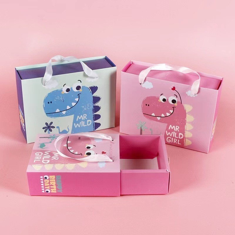 

(YUNITA) Paperbag 2in1 paperbag plus box Dino Paper Box Dino Lacian Kotak Hampers Anak Ulang Tahun Dino Lucu