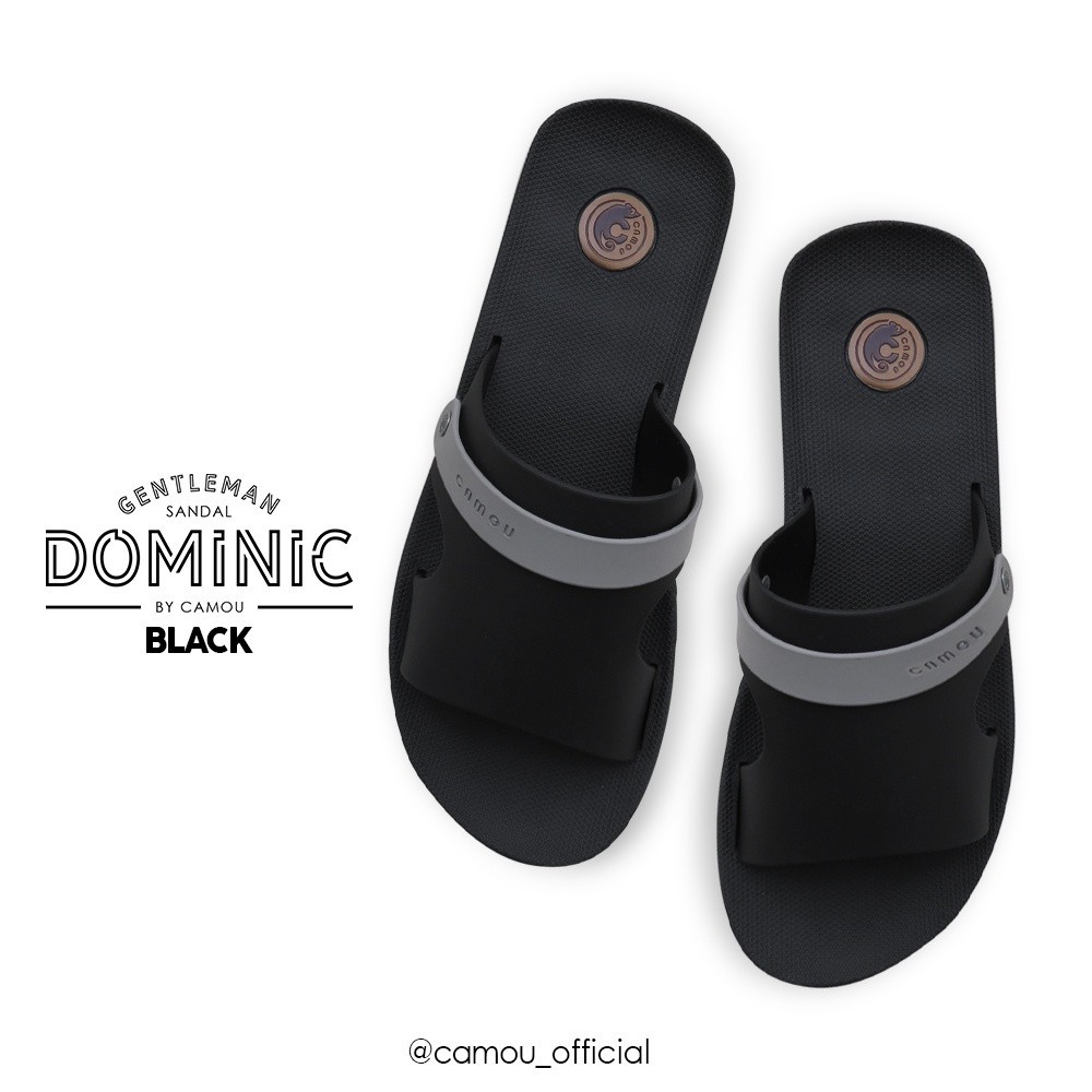 Sandal Camou Pria DOMINIC Hitam-Abu Sandal Selop Pria Sandal Keren Kekinian Sandal Pria CAMOU