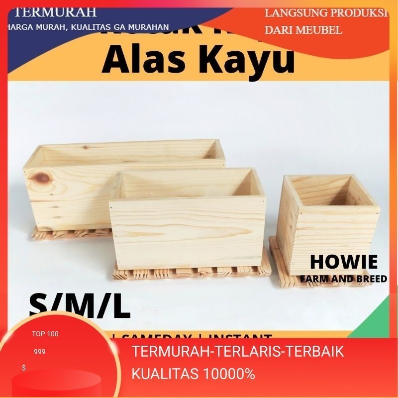 Kotak Kayu Alas Tatakan Kayu Pot Panjang Kaktus Sukulen
