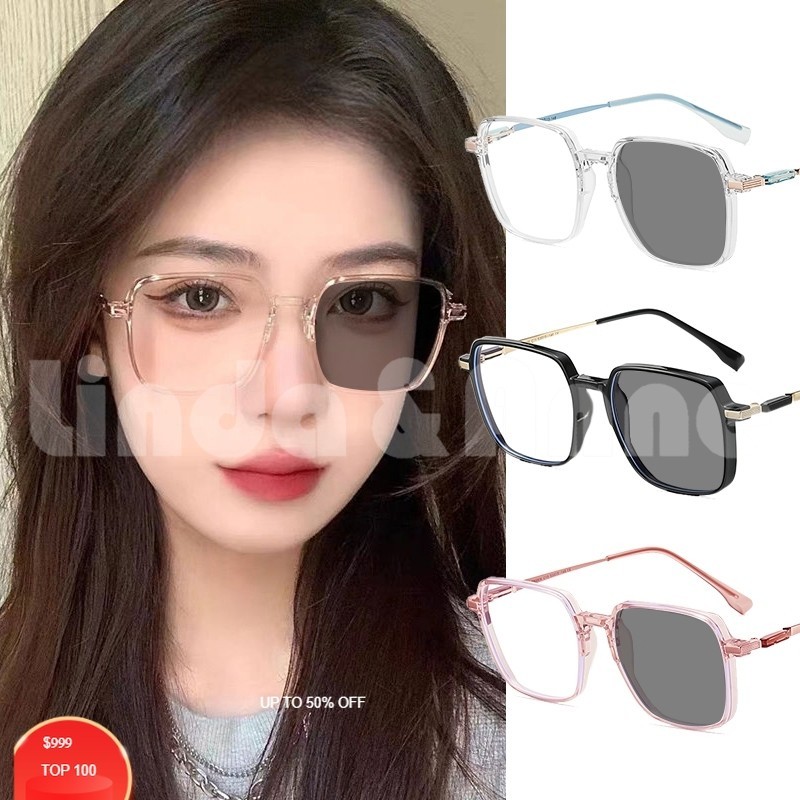 [COD] Kacamata Photocromic Wanita Lensa Kotak Desain Terbaru Frame & Lensa Fotokromik Sunglasses Kac