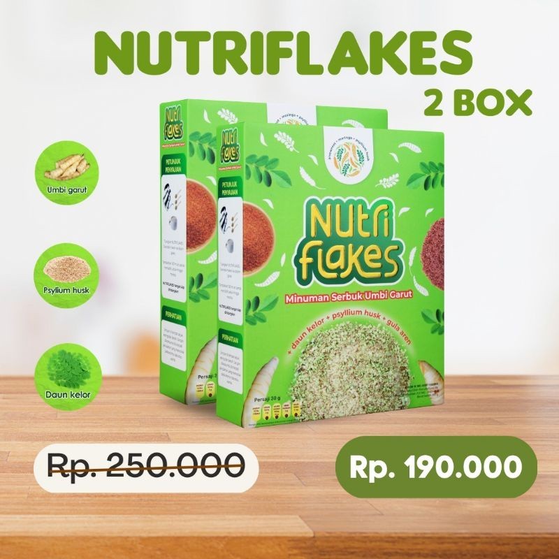 

2 box Cereal Nutriflakes - Original Sereal Umbi Garut Solusi Atasi Asam Lambung Maag Kronis Gerd Suplemen Makanan Diet Isi 280gr
