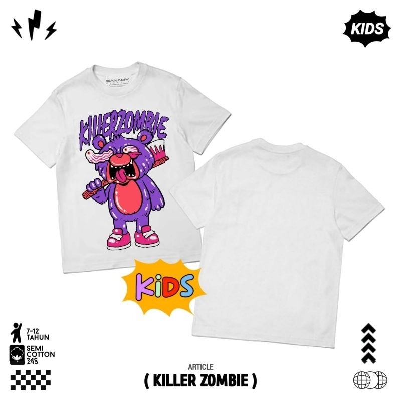 Baju Kaos Distro Anak Killer Zombie Umur 9-12 Tahun / Kaos Anak Tanggung / Kaos Remaja / Kaos Junior