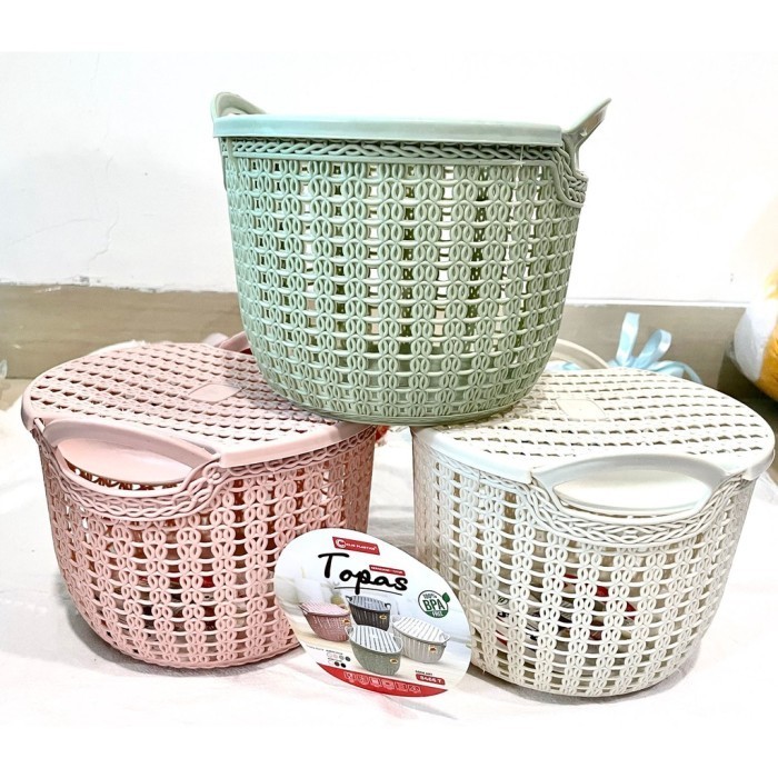 Keranjang Topas Tutup Keranjang Souvenir Serbaguna Rotan Tutup Plastik