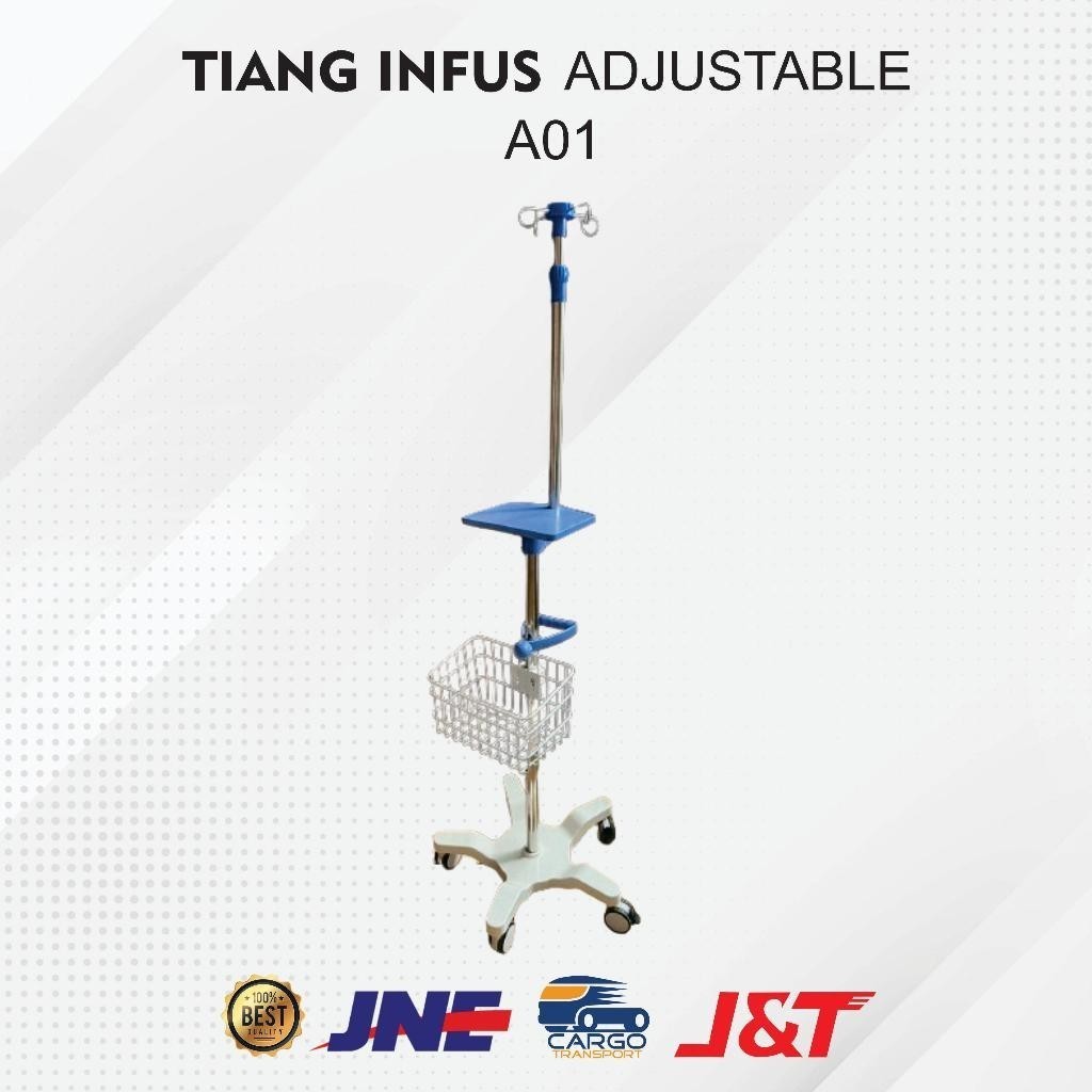 Tiang Infus Adjustable Rak Basket - Tiang Infus Keranjang Rak -