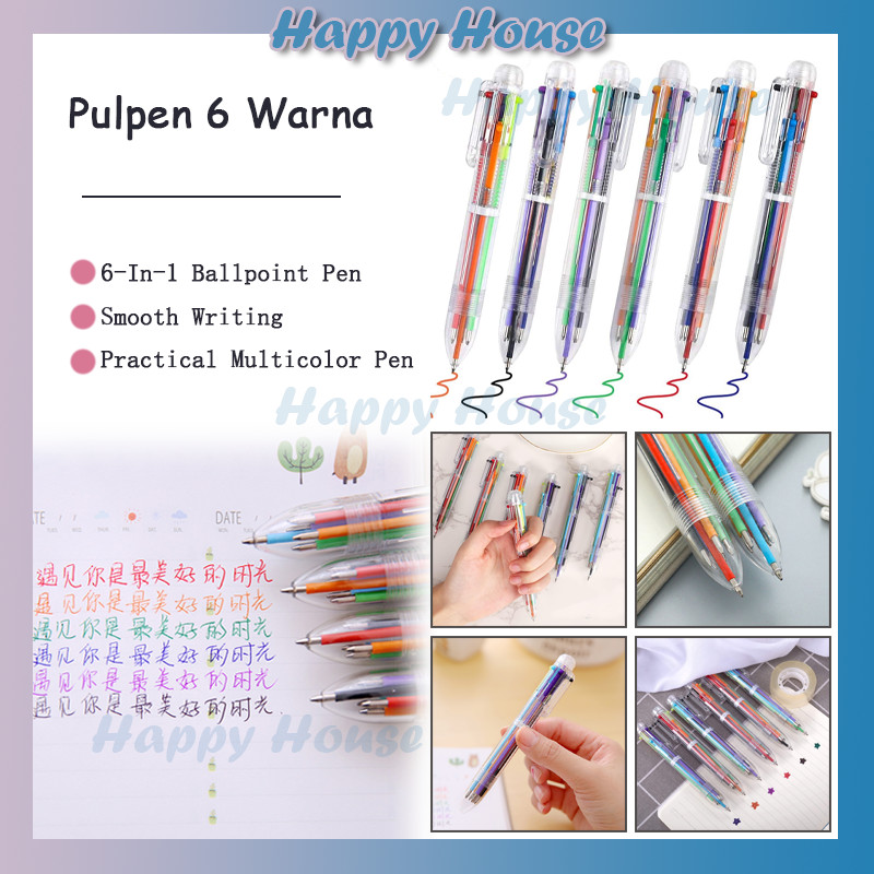 

Pena Ballpont Pen Six-in-One Color / 6 Warna Pulpen Ball Pen / Pulpen Sekolah Multicolor