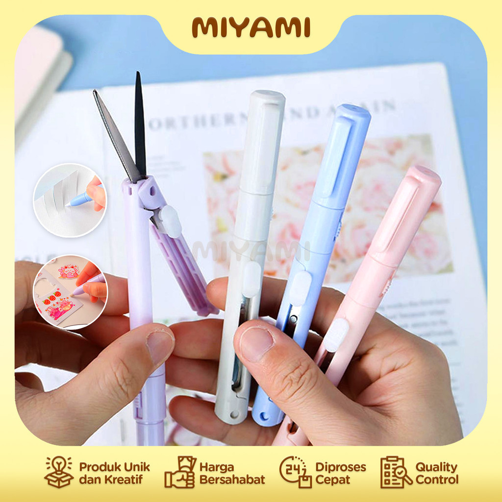 

GUNTING CUTTER 2 in 1 Lipat Mini Bentuk Pulpen Multifungsi Travel Size Portable - MI