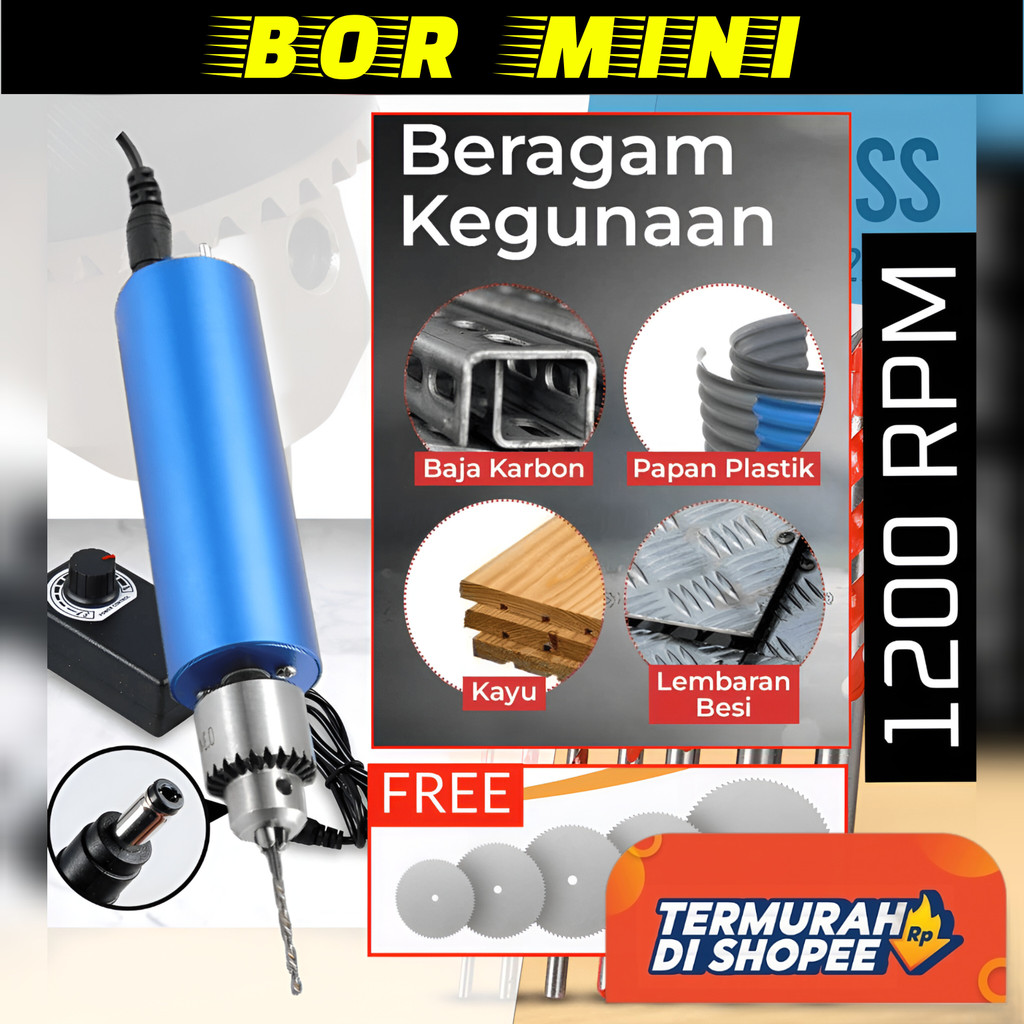 Bor Listrik Mini Grinder Alat Bor Besi Kayu Aluminium Bor Ukir Multifungsi 12000 RPM