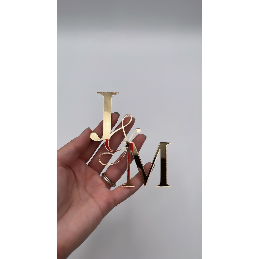 Wedding Initial Fancy Cake Charm | Engagement | Custom | Personalized Acrylic Cake Charm | Acrylic C