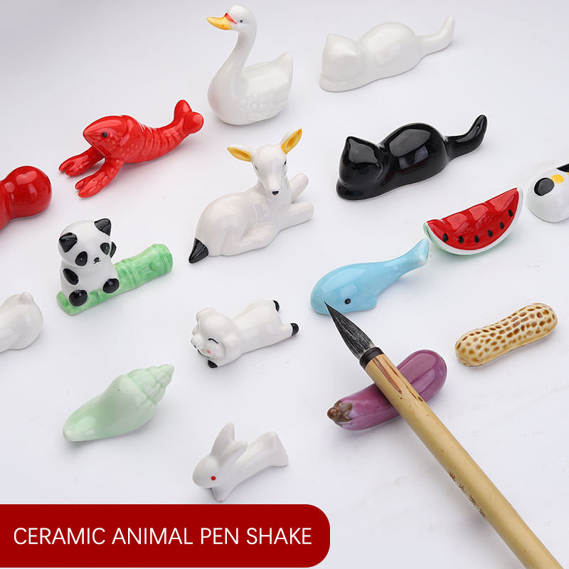 

Mini Cute Animal Ceramic Paint Brush Pen Holder Pen Rack Display Stand Palette For Watercolor Gouache Painting Art Supplies