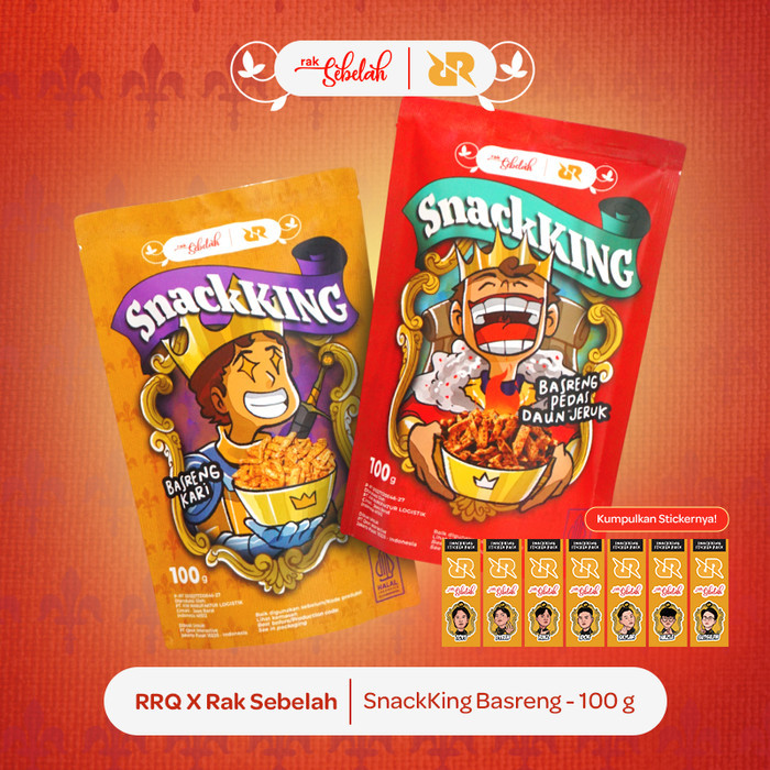 

RRQ x Rak Sebelah - RRQ SnackKing Basreng Pedas Daun Jeruk dan Kari | Premium Chip Snack | Cemilan Asin