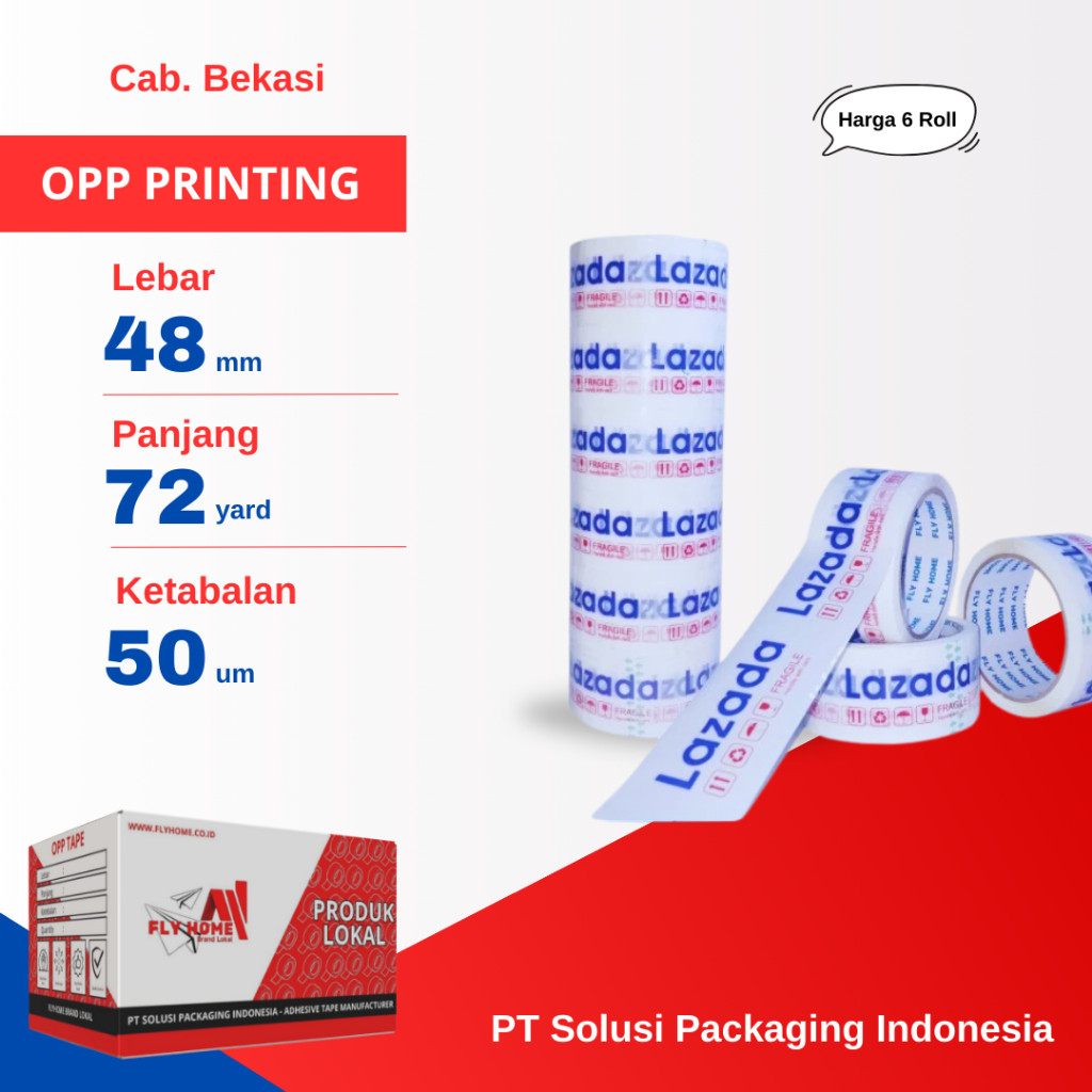 

FLYHOME 6Roll Lakban Online Shop 48x72Y 2inchi 72 Yard Tk Biru