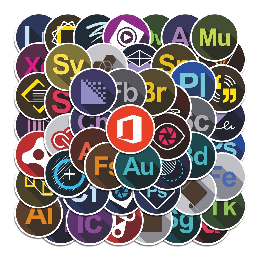 

COD 50 Pcs Stiker Creative Software Logo Lucu Anti Air Untuk Dekorasi Notebook Sepeda Skateboard Handphone
