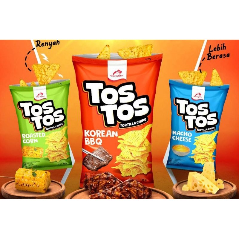 

DUA KELINCI TOS TOS TORTILLA CHIPS KOREAN BBQ NACHO CHEESE ROASTED CORN 140gr