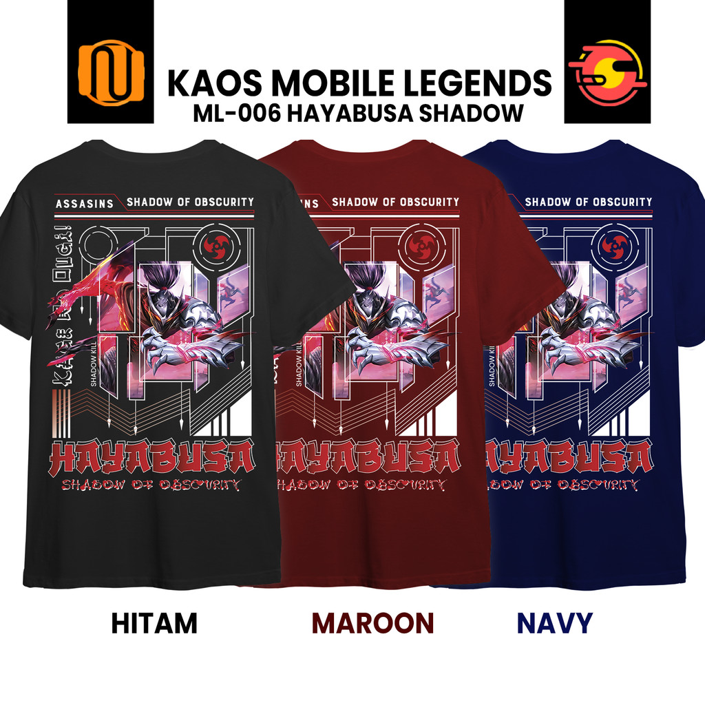 Nuhifa Store Kaos HAYABUSA EPIC SKIN Mobile Legeds Lengan Pendek Hitam  Distro ML MLBB Pria Wanita