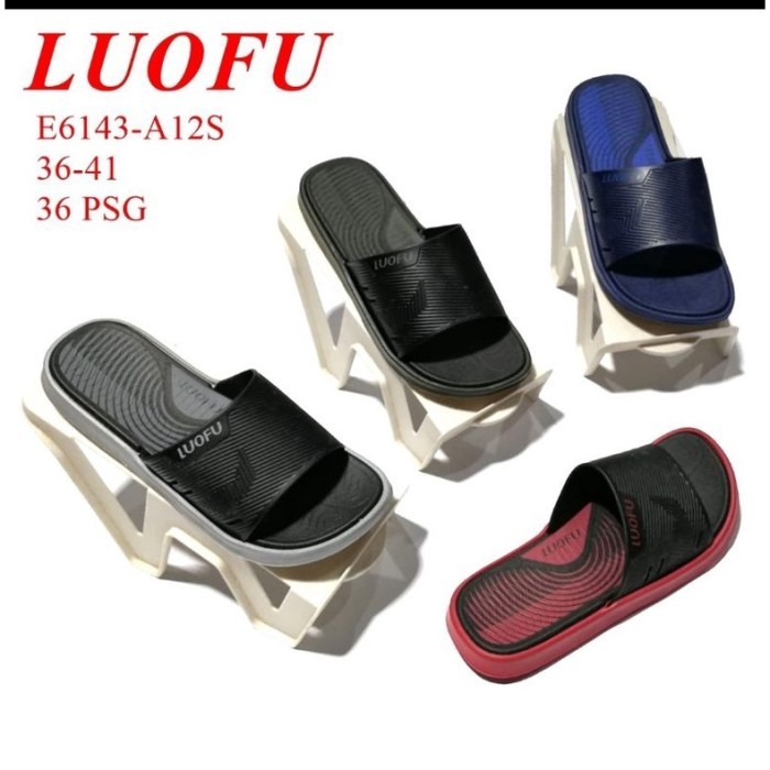 LUOFU E 6143 -A12S Sendal selop anak laki tanggung - Hitam Merah, 41