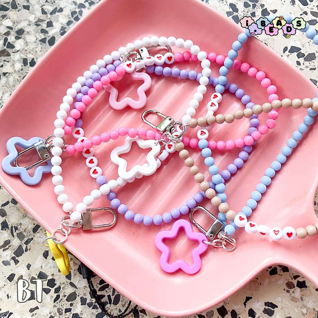 Beads Strap Gantungan Handphone  Varian Star. (BT) Gantungan HP bracelet gelang / Lanyard HP estetik