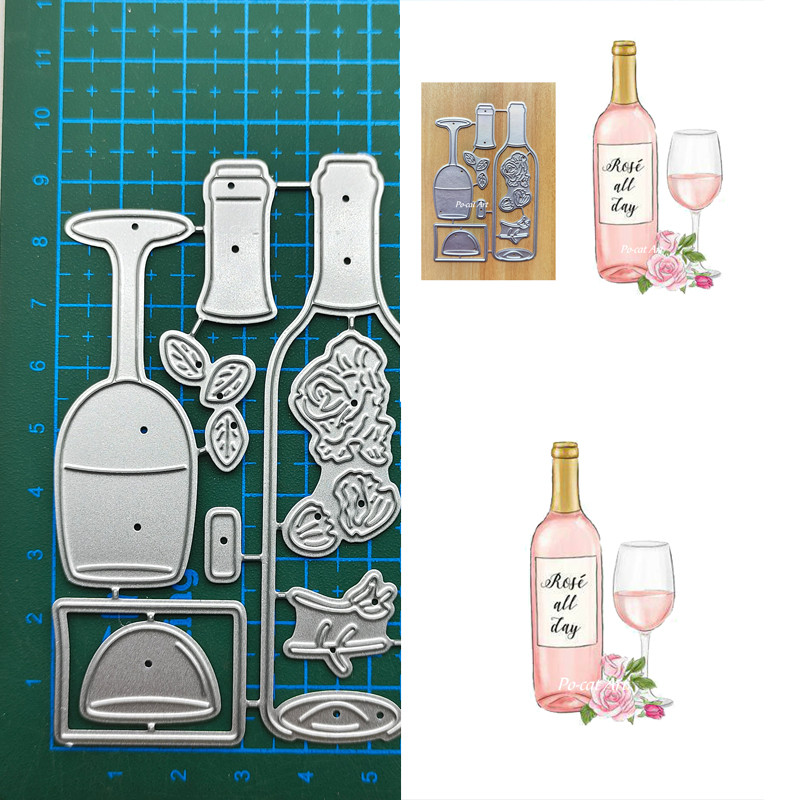 

Wine bottle and glass Metal Cutting Dies For DIY Scrapbooking Album Embossing Paper Cards Decorative Crafts