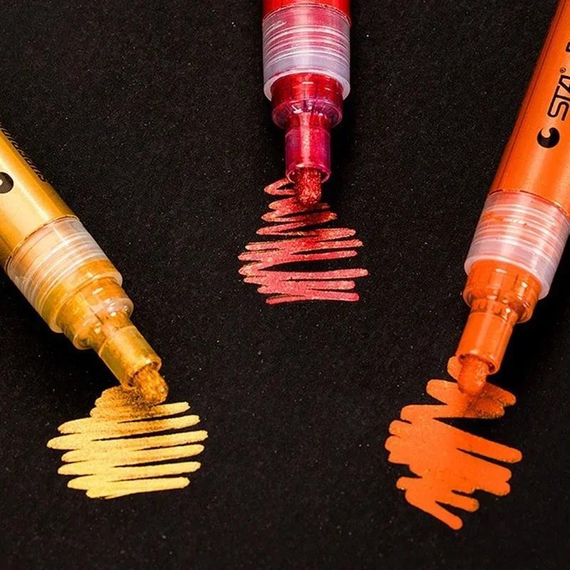 

Waterproof Metallic Paint Gold Red Marker Pens Glitter Arts Markers DIY Painting Rock Glass Porcelain Mug Wood Fabric Canvas