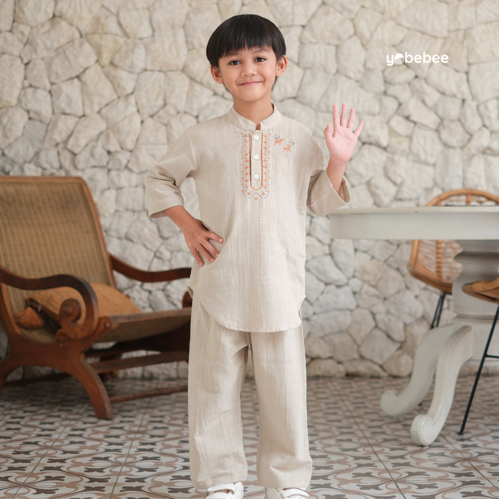 BEST SELLER YOBEBEE SETELAN KURTA ZIDANE BORDIR ANAK LAKI LAKI USIA 2 - 12 TAHUN BAJU KOKO ONE SET
