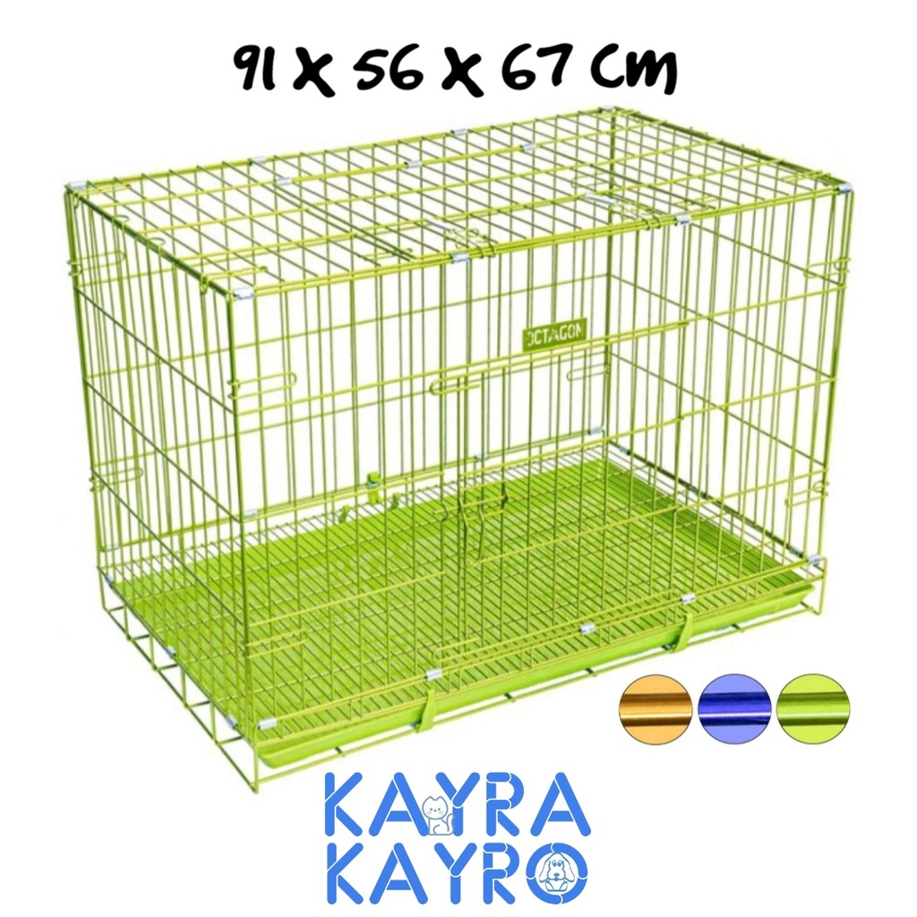 Octagon Metallic Pet Cage 91 x 56 x 67 cm - Kandang Besi Lipat Hewan Anjing Kucing - K-300M