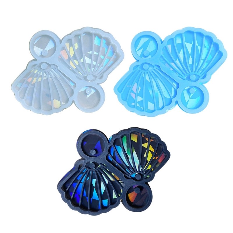 

Holographical Seashells Earrings Silicone Mold Crystal Epoxy Resin Casting Molds R3MC