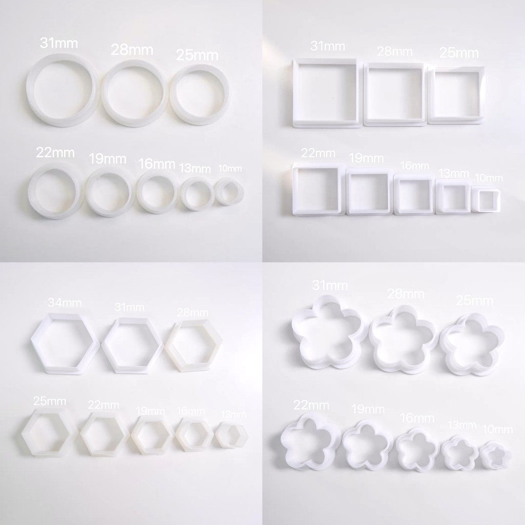 

Round and square sets of soft clay molds Polymer Clay Cutters for DIY Ceramic Earrings Jewelry Making Polymer Clay Molds cutters