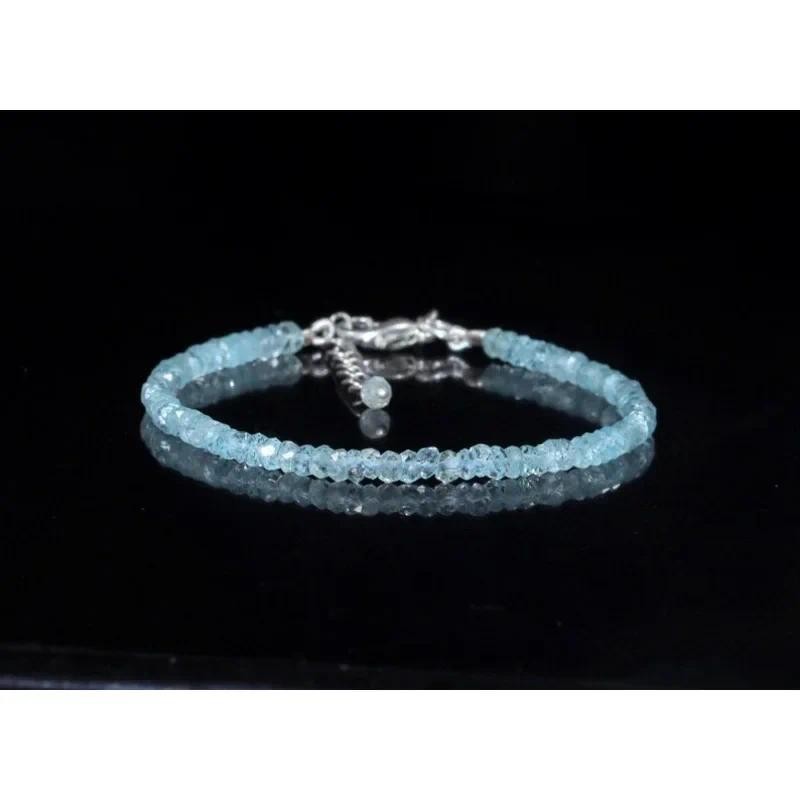 Aquamarine Bracelet - March Birthstone - Gem Vintage Aquamarine hand-beaded bracelet
