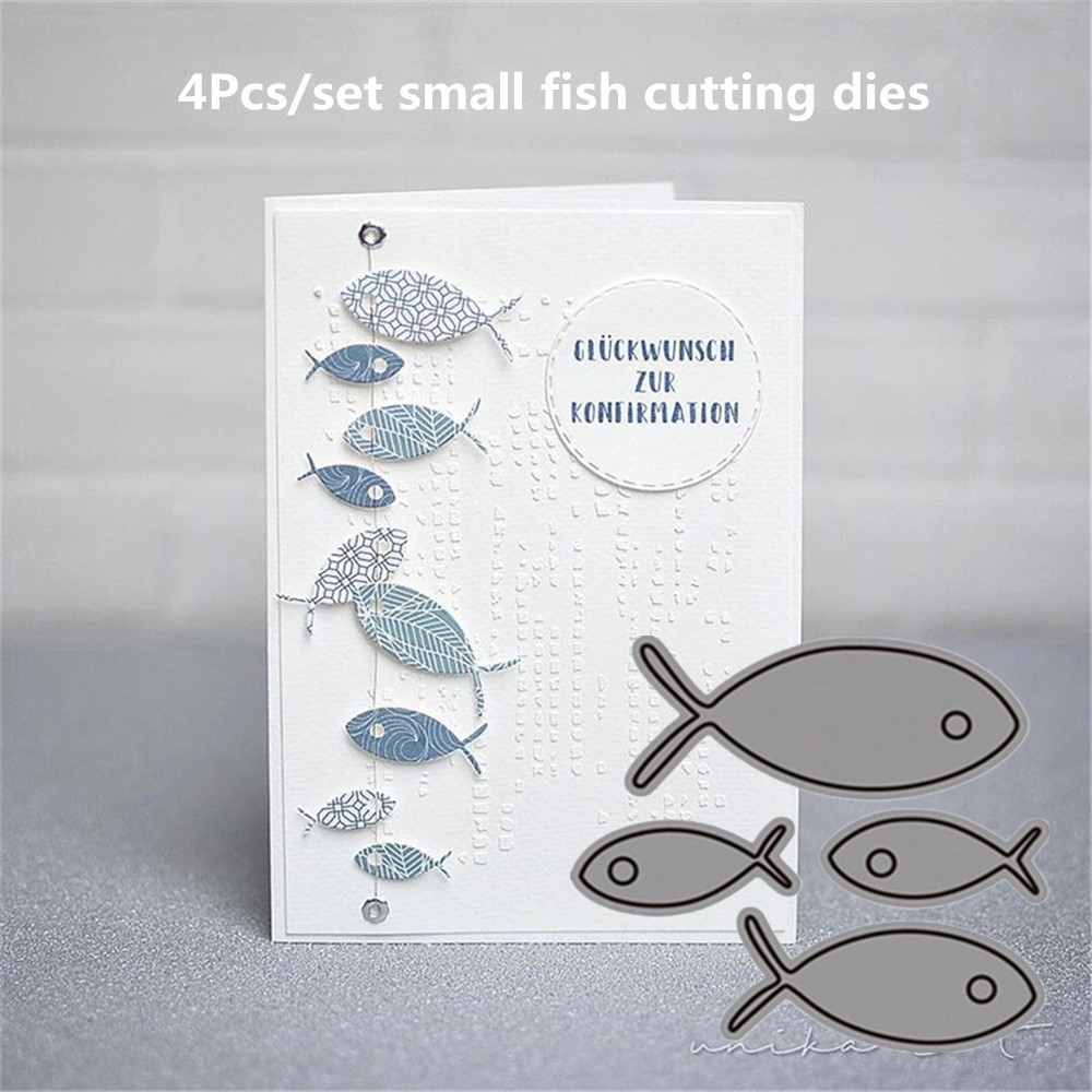 

Crazyclown 4pcs/lot Small Fish Metal Cutting Dies Stencils for Scrapbooking/photo Album Stamps Decorative Embossing Crafts