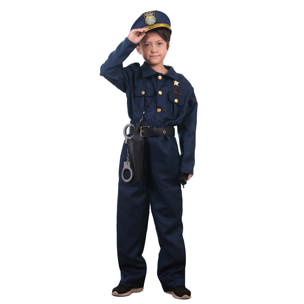Children's Military Suit Halloween Party Role Play Clothes Kids Police Officer Cosplay Costume Boys 