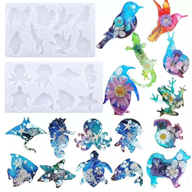 

Animal DIY Crystal Epoxy Shape Resin Mold Jewelry Casting Mold Frog Lizard Octopus Silicone Mold For Keychain Pendant Art Crafts