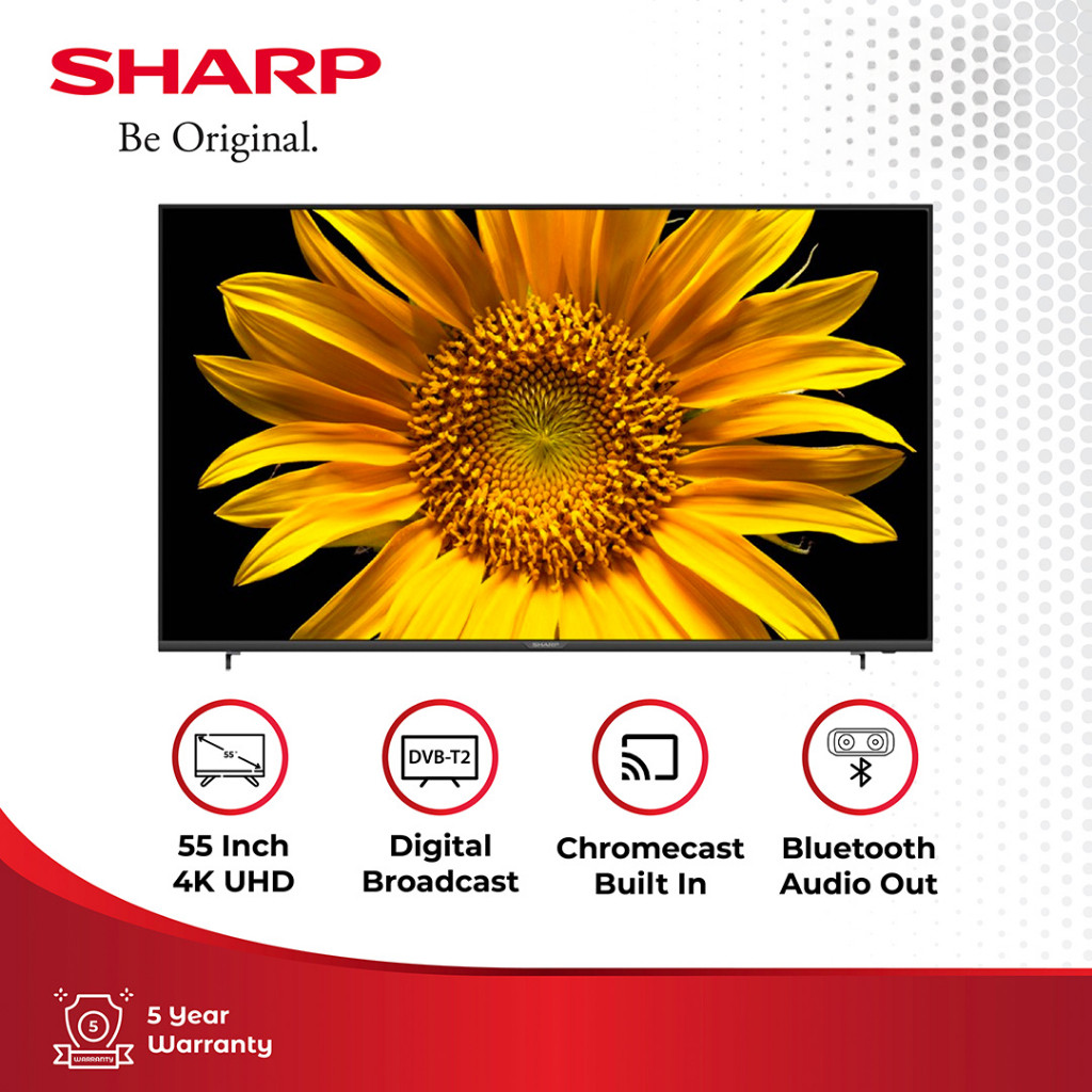 Sharp LED TV 4K Ultra-HDR Easy Smart TV 4T-C55EJ2X Black 55 Inch