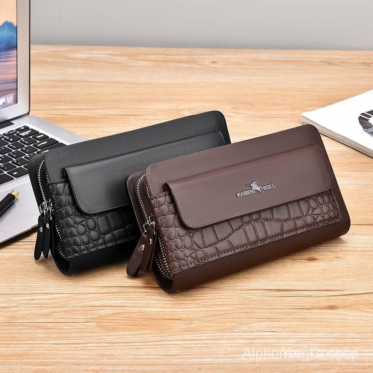 Men's Large Capacity PU Wallet Zipper Long Wallet