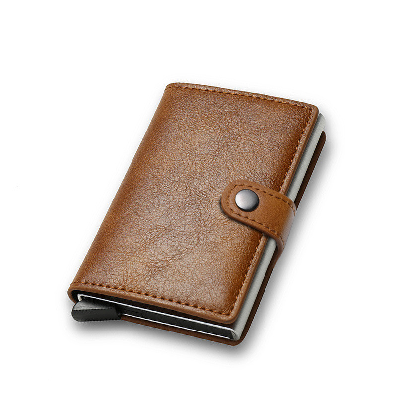 

ID Credit Bank Card Holder with Hasp Wallet Men Anti Rfid Blocking Protected Magic PU Leather Slim Mini Small Money Wallets Case