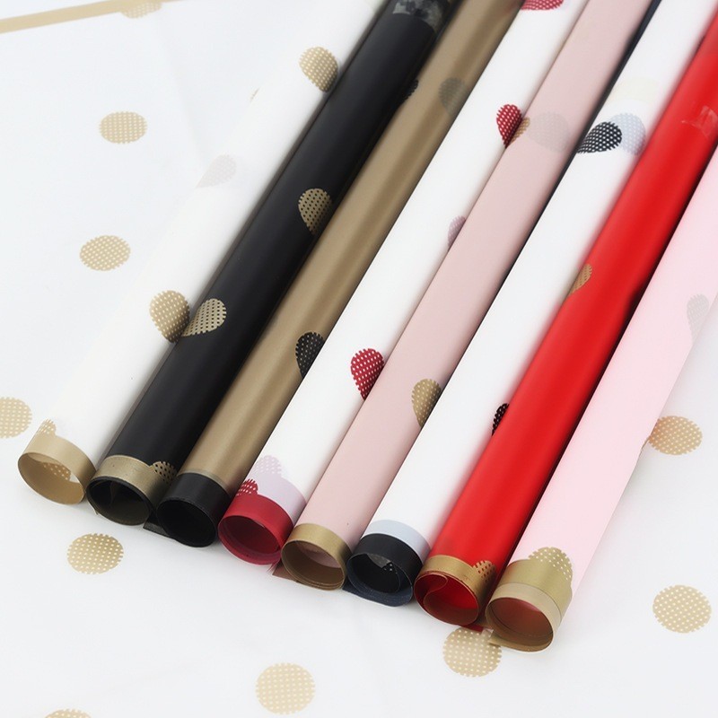 

(5 lembar) Kertas Buket Cellophane Polkadot Frame semi transparant flower wrapping