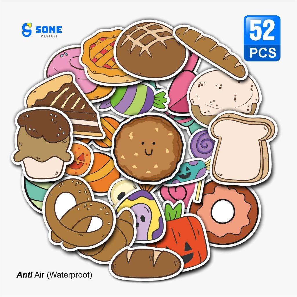 

Sticker Pack Sweet Bakery Aesthetic Paper Vinyl Waterproof Dekorasi Stiker