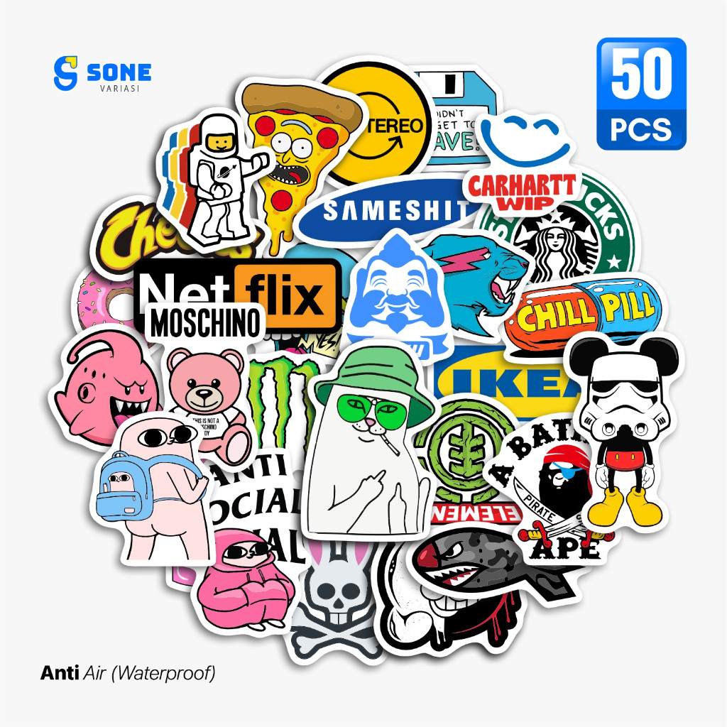 

STIKER Aesthetic Logo Hypebeast Graffiti Paper Vinyl Waterproof Sticker Koper Laptop Thumbler Diary Book Journal