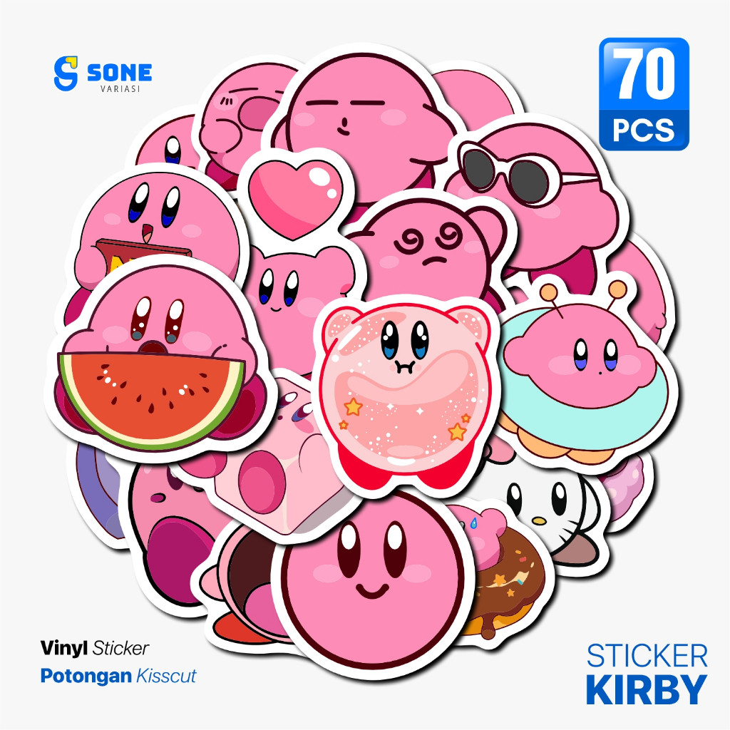 

Sticker Pack Kirby Paper Vinyl Waterproof untuk Stiker Buku Journal Koper IPad