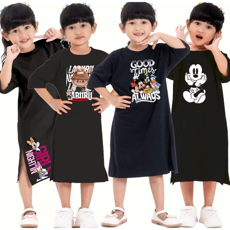 vharkids | kaos anak | dress anak lucu | tunik anak kekinian | bahan katun | kaos polos | warna hita