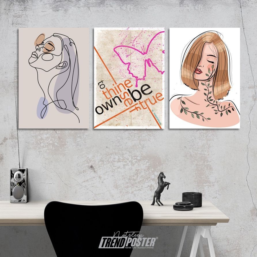 Poster Dinding aesthetic kamar wanita sad quotes motivasi abstract poster seni lukisan cat vintage