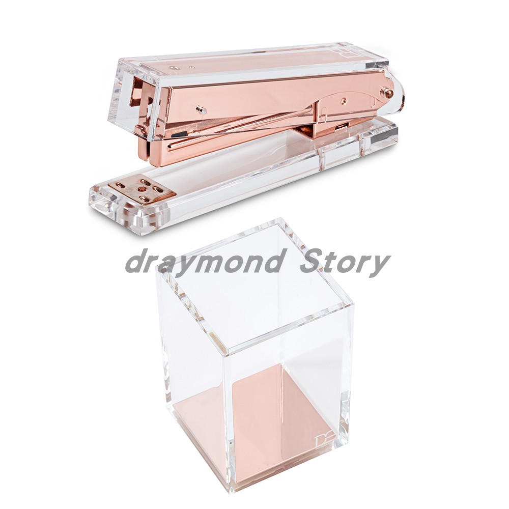 

rose gold acrylic Stapler Stationery Student Office Stapler Supplies Draymond Story Desk Kit