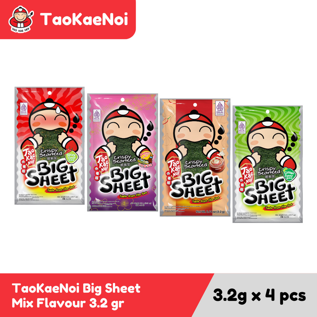 

TaoKaeNoi Rumput Laut Big Sheet Seaweed Mix Flavour 3.2 gr